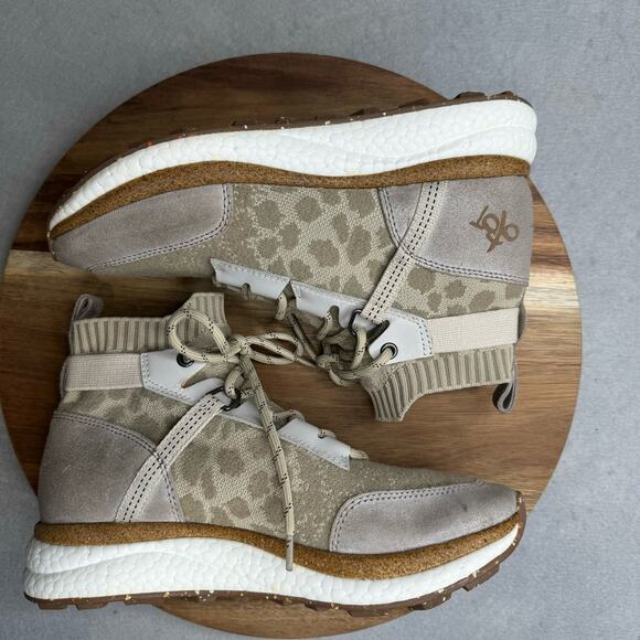 OTBT Hybrid Khaki Stretchy Sock High Top Sneaker Womens Size 9M Lace Up EUC - Picture 2 of 9